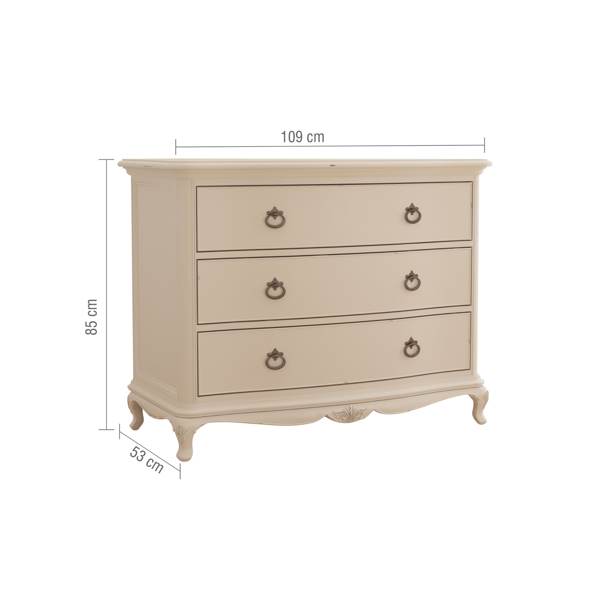 Willis & Gambier Ivory 3 Drawer Low Chest - Cream - Infographic