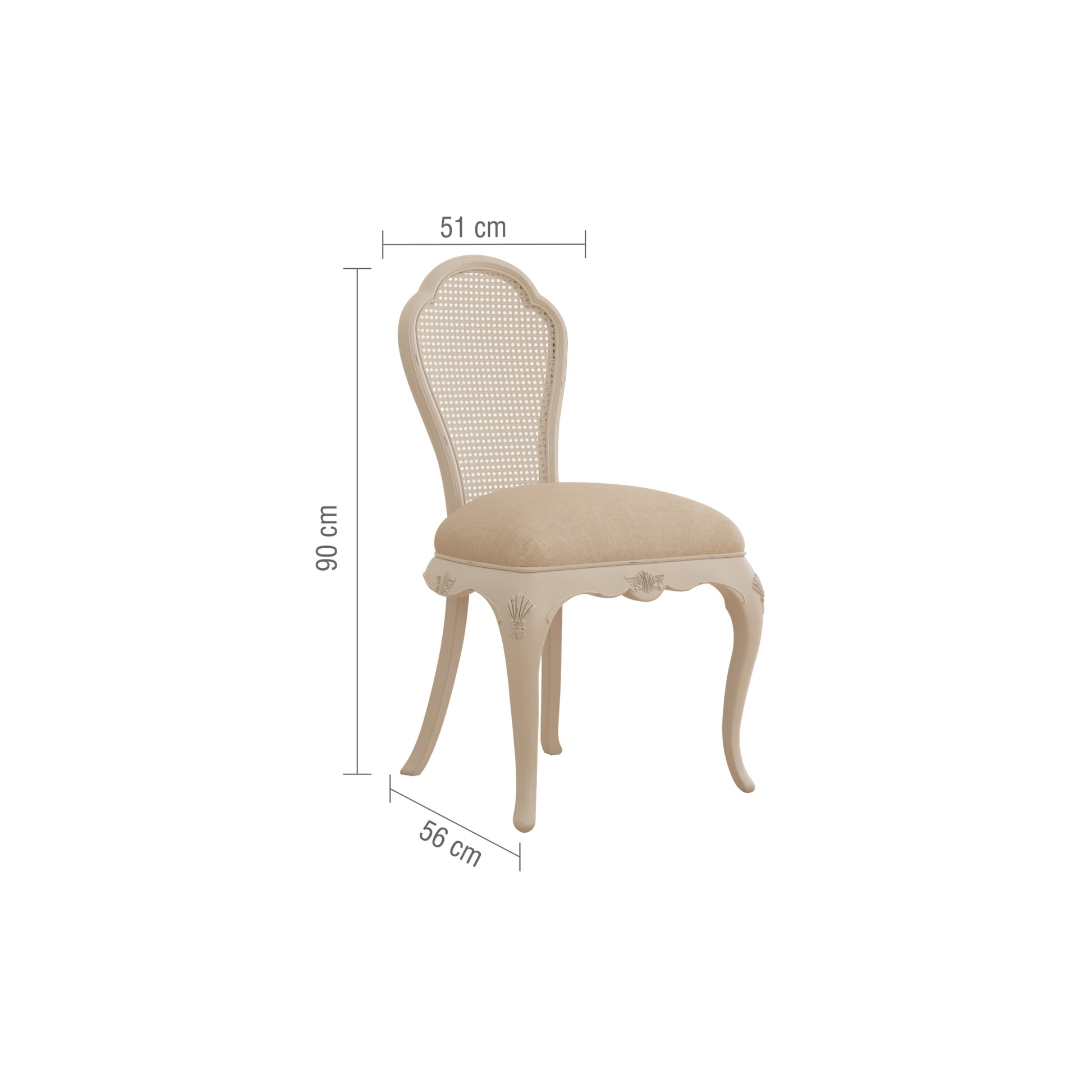 Willis & Gambier Ivory Bedroom Chair - Cream - Infographic