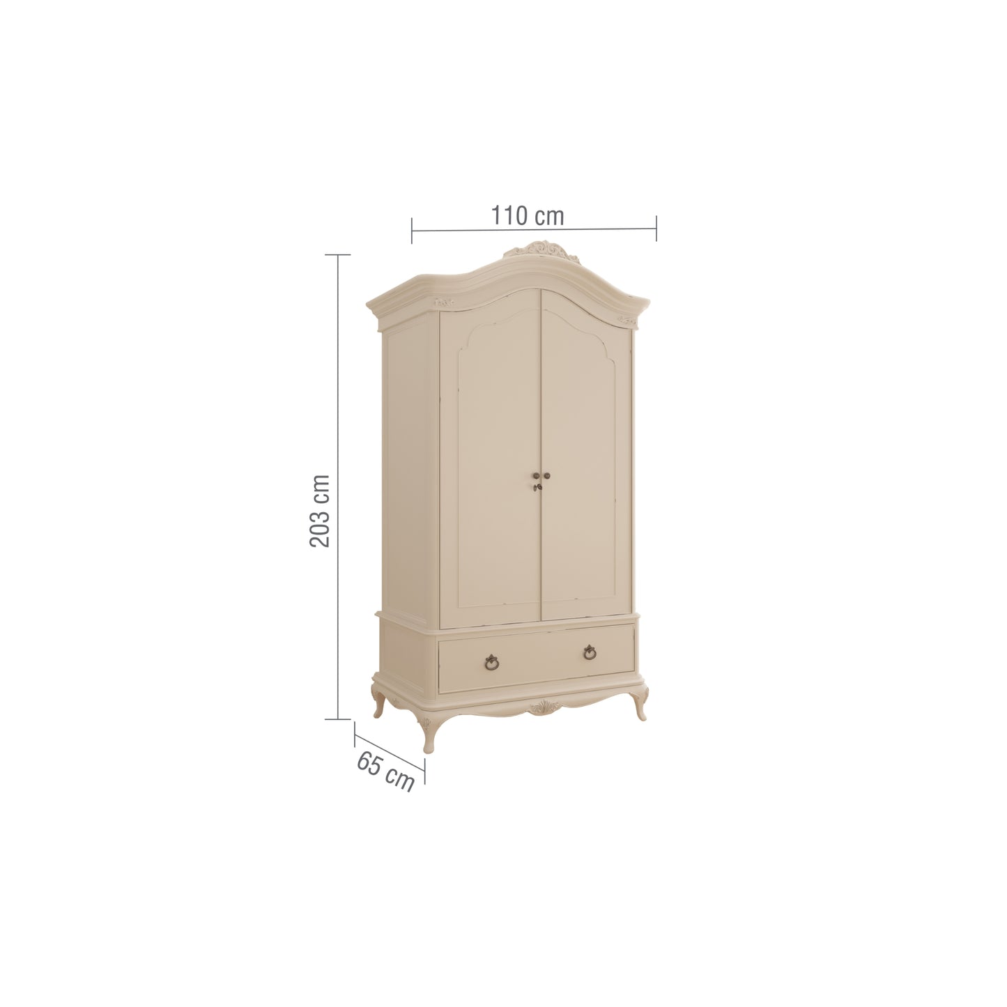 Willis & Gambier Ivory Double Wardrobe - Cream - Infographic