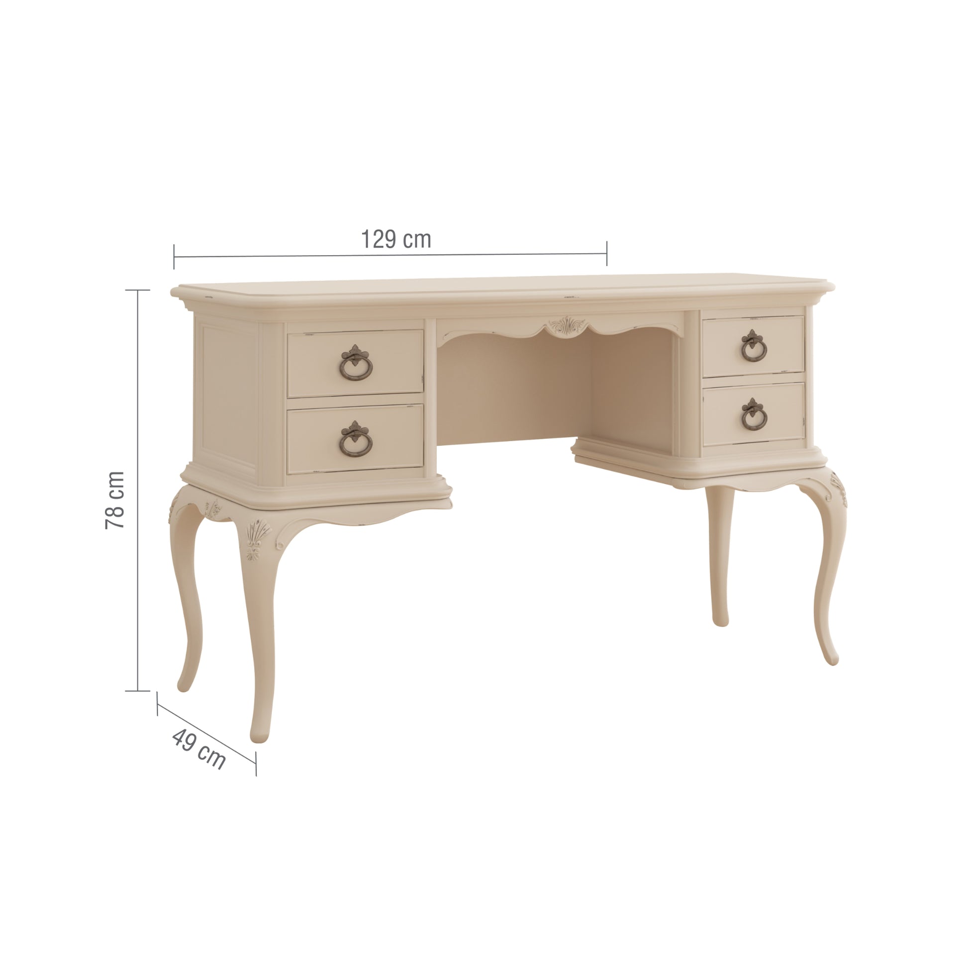 Willis & Gambier Ivory Dressing Table / Desk - Cream - Infographic