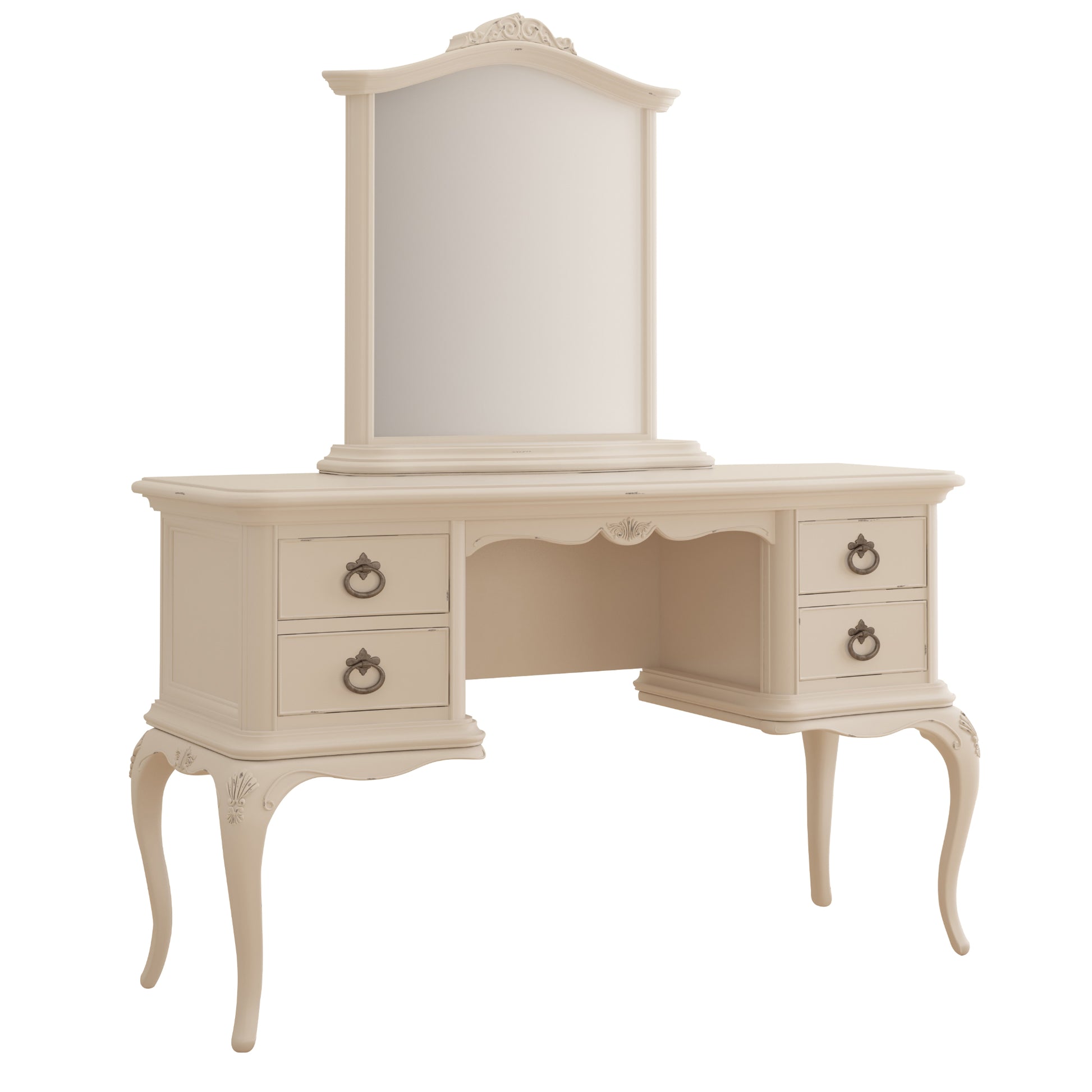 Willis & Gambier Ivory Dressing Table / Desk - Cream - With Mirror Angled View
