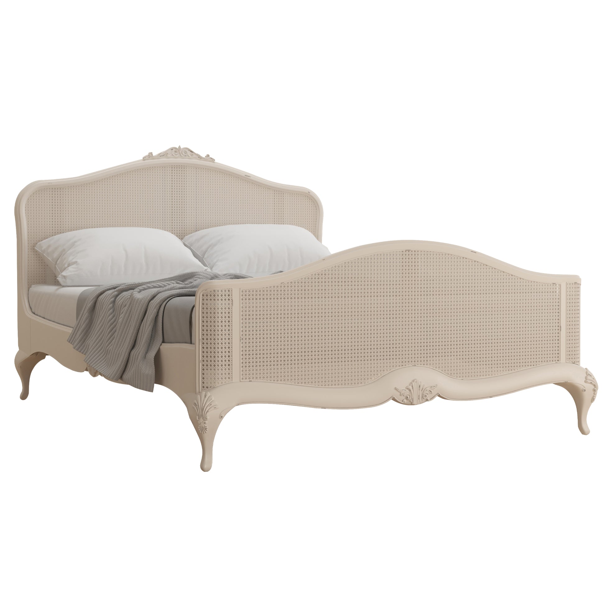 Willis & Gambier Ivory High End Rattan Super King Bed - Cream - Angled View