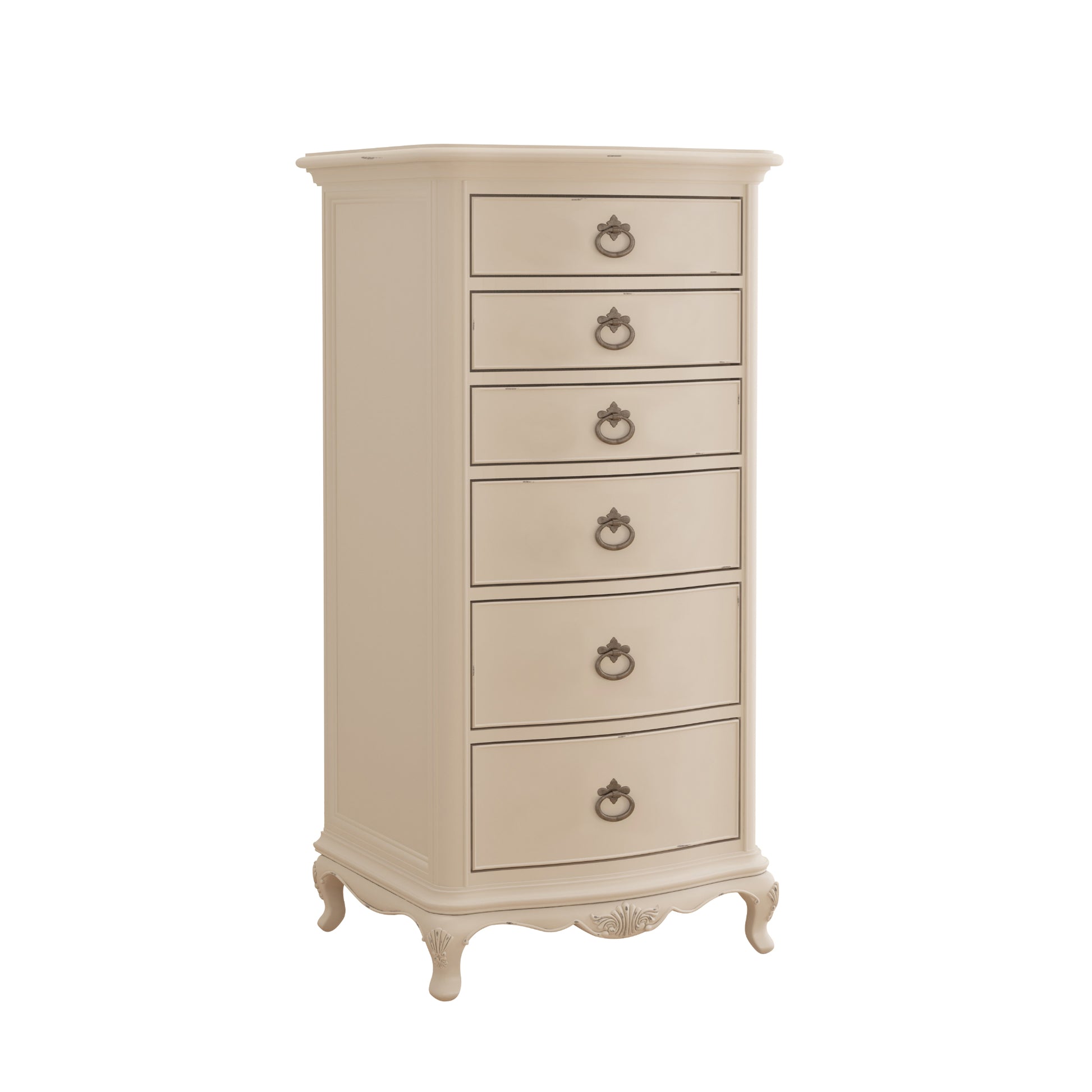Willis & Gambier Ivory 6 Drawer Narrow Tallboy Chest - Cream - Angled View