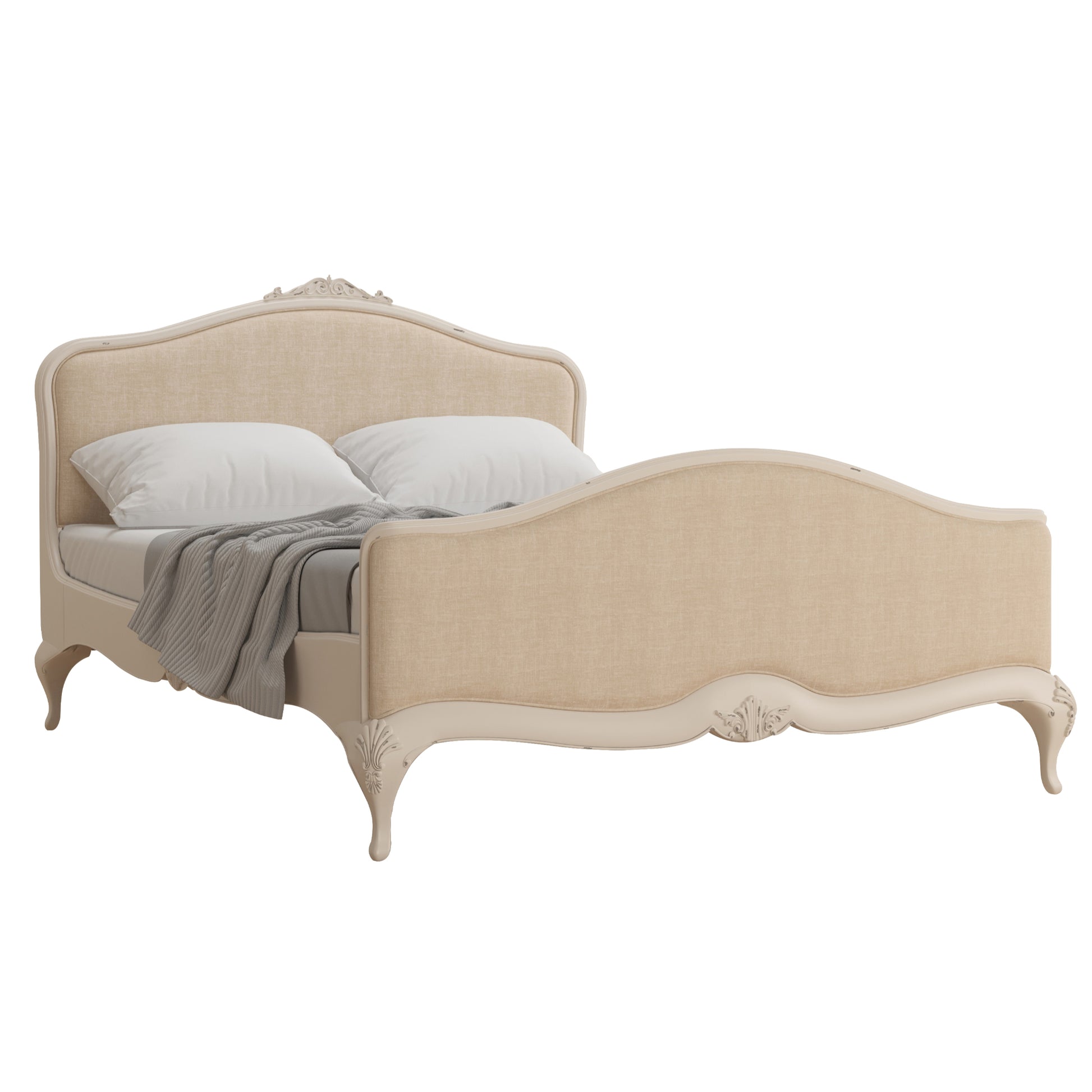 Willis & Gambier Ivory High End Upholstered Bed - Cream - Angled View