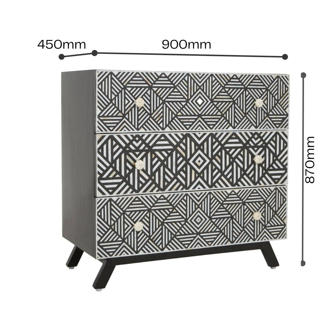 Nest Envy Nexus 3 Drawer Chest - Bone Monochrome - Infographic