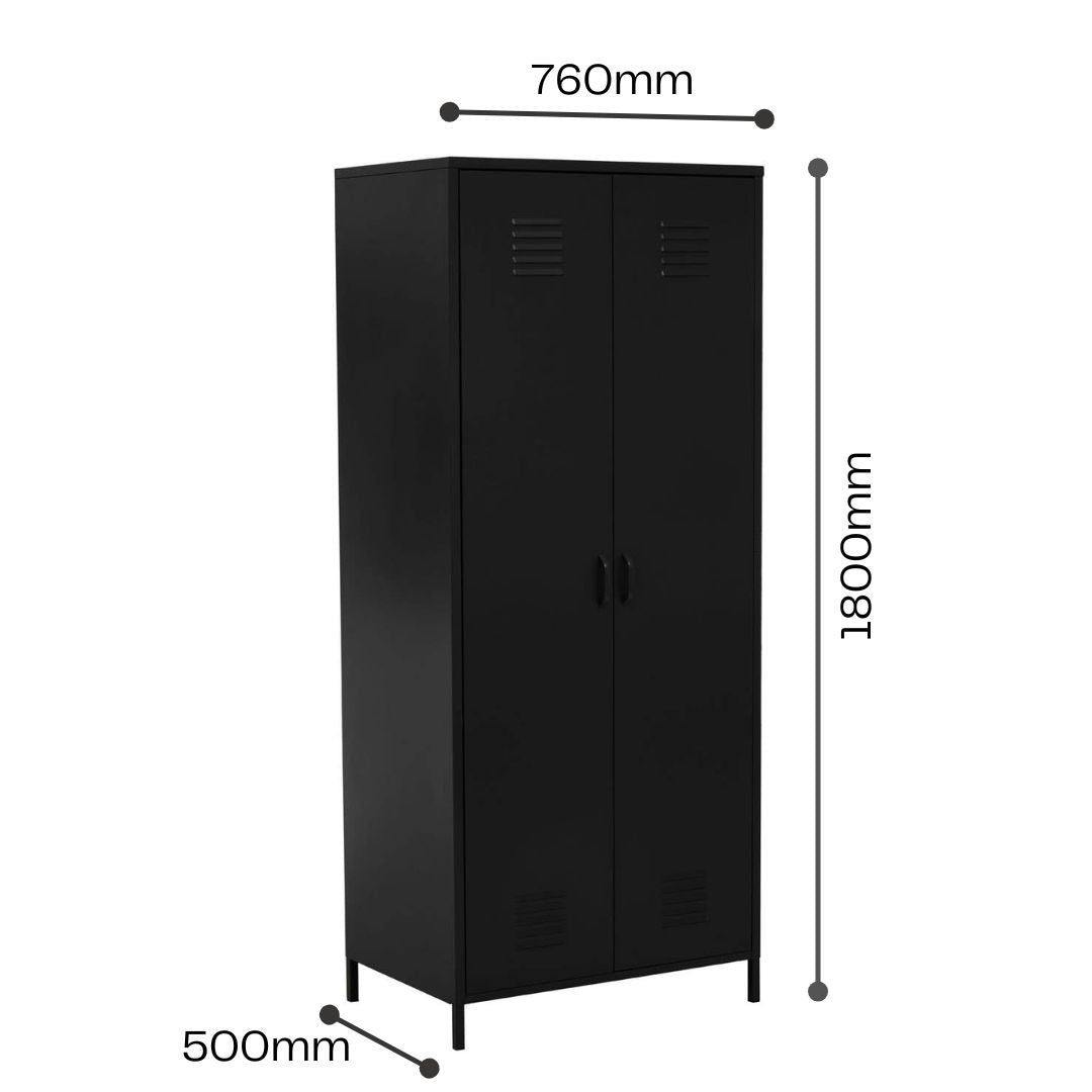 Nest Envy Varsity 2 Door Wardrobe - Black - Infographic