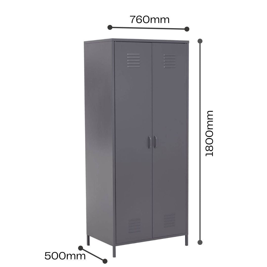 Nest Envy Varsity 2 Door Wardrobe - Grey - Infographic