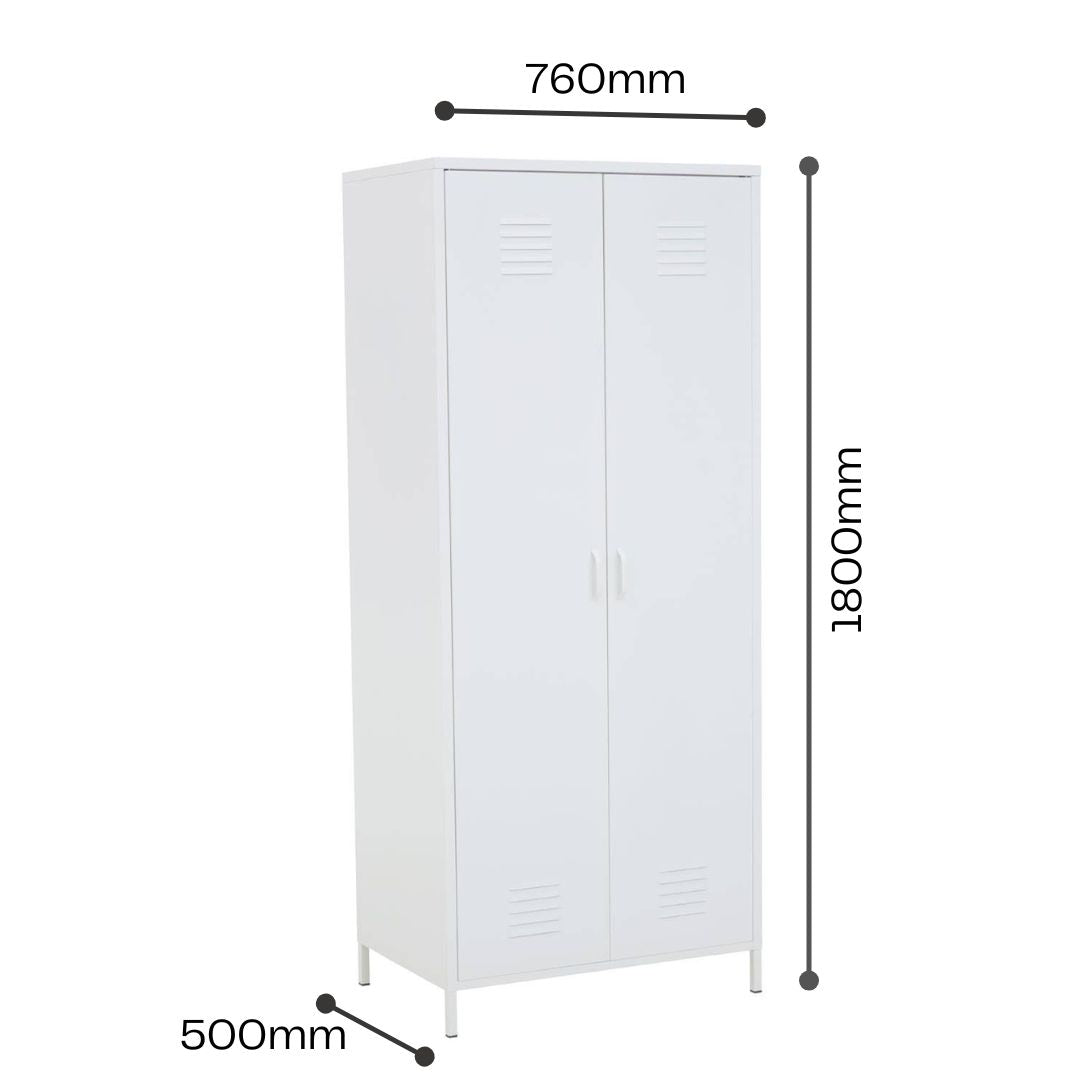Nest Envy Varsity 2 Door Wardrobe - White