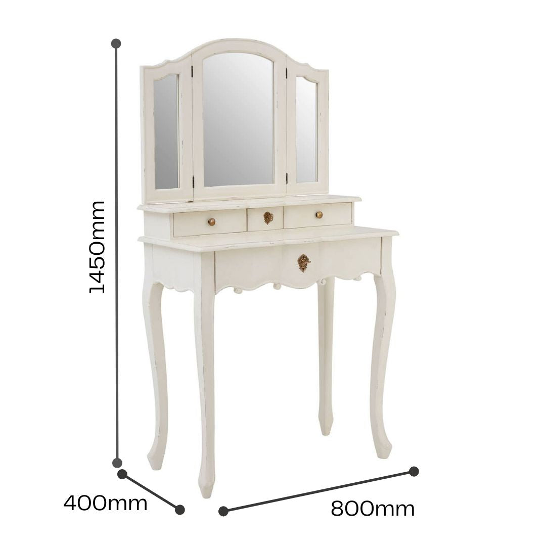 Nest Envy Versailles Dressing Table With Mirror - White - Infographic