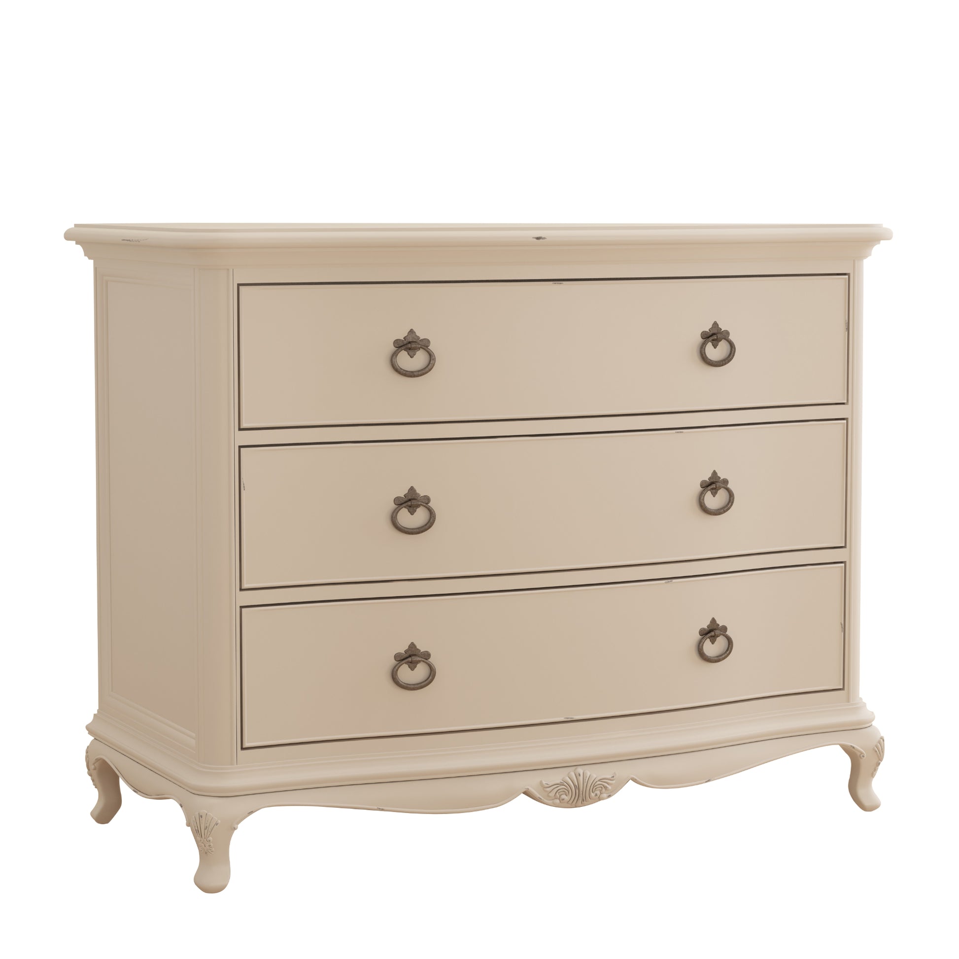 Willis & Gambier Ivory 3 Drawer Low Chest - Cream - Angled View