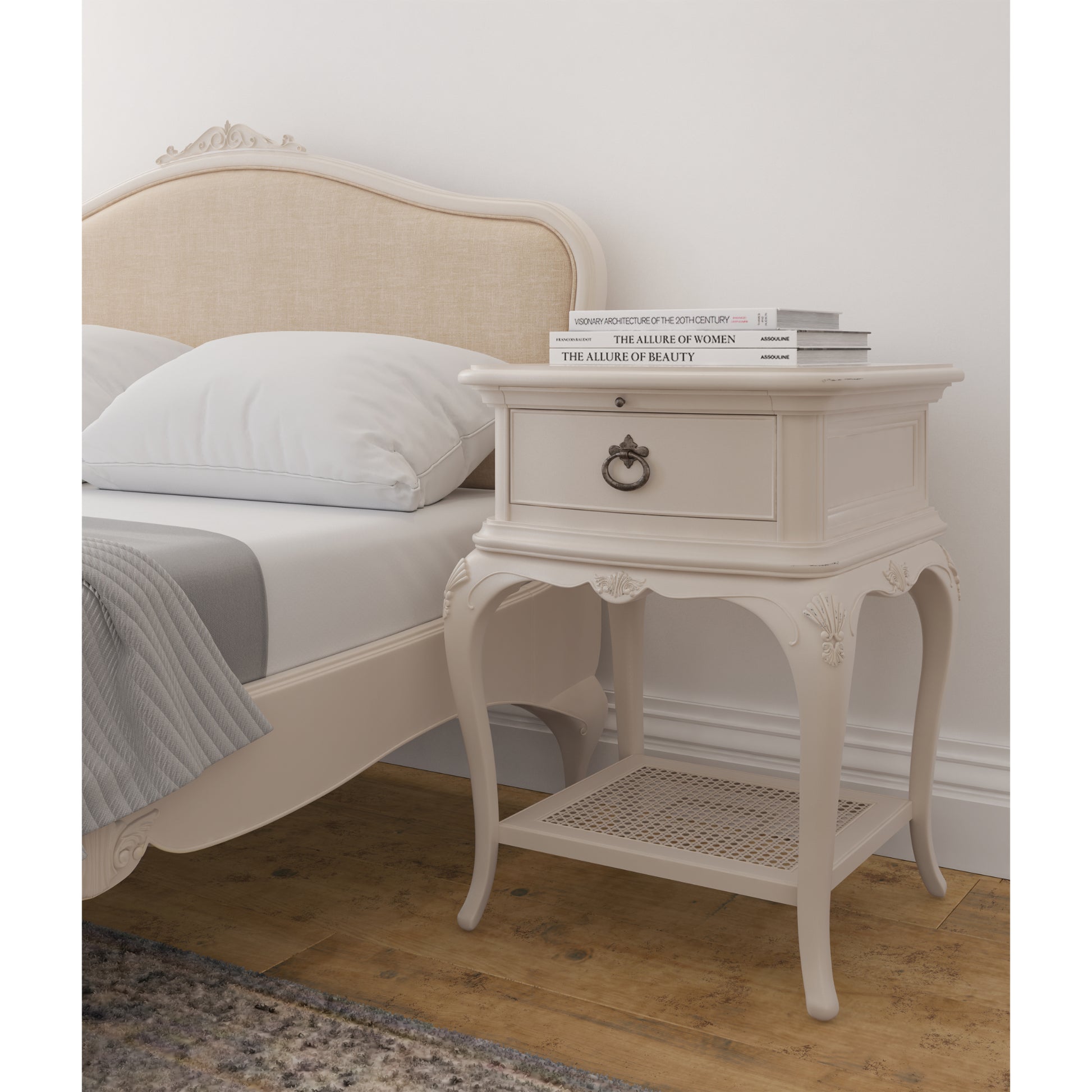 Willis & Gambier Ivory Single Drawer Bedside Table - Cream - Lifestyle Image 3