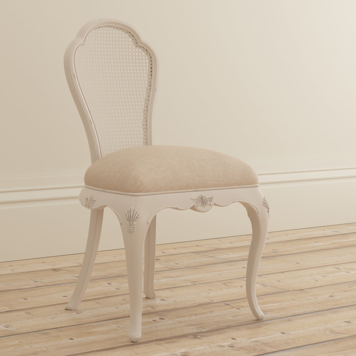 Willis & Gambier Ivory Bedroom Chair - Cream - Lifestyle Image Basic Angled View