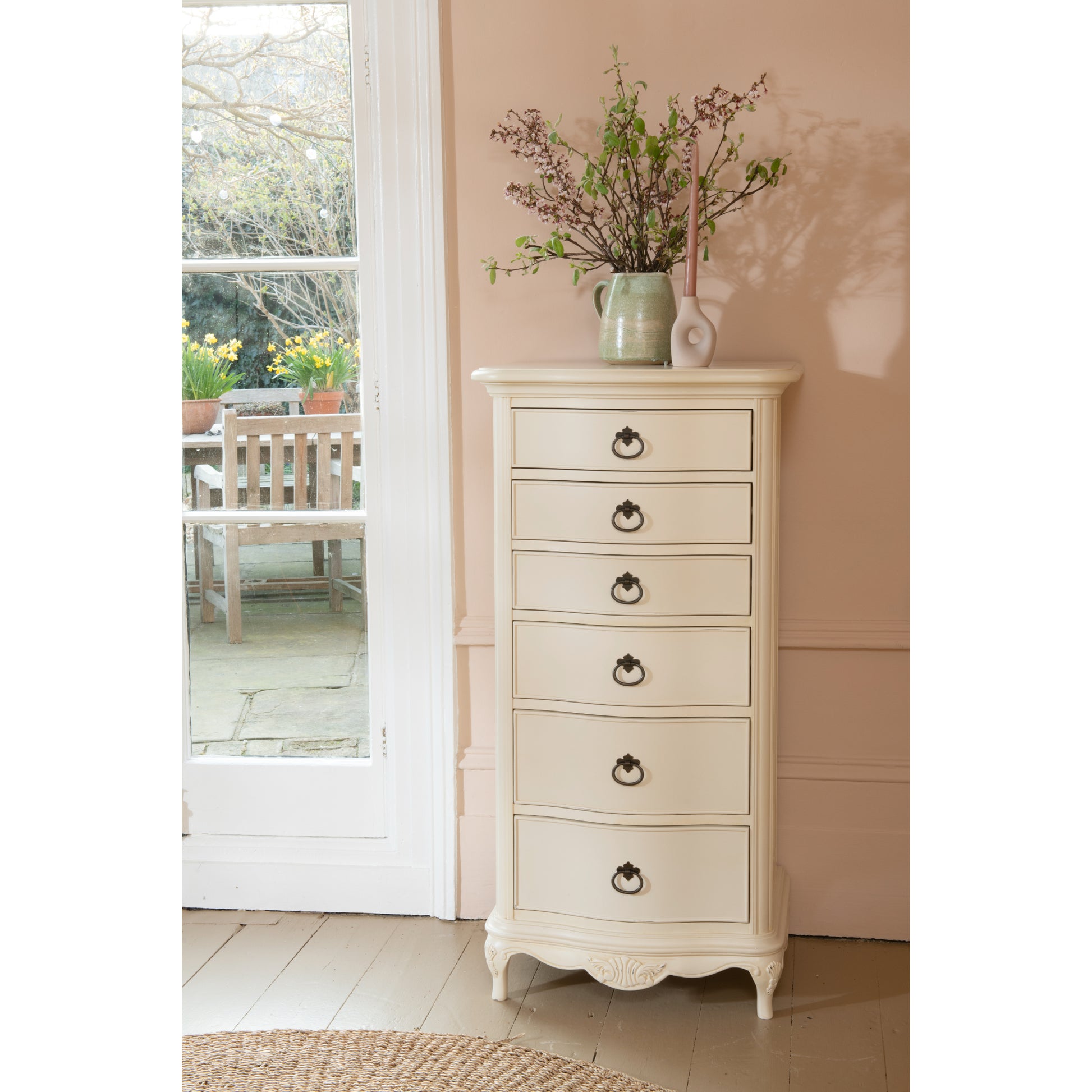 Willis & Gambier Ivory 6 Drawer Narrow Tallboy Chest - Cream - Lifestyle Image