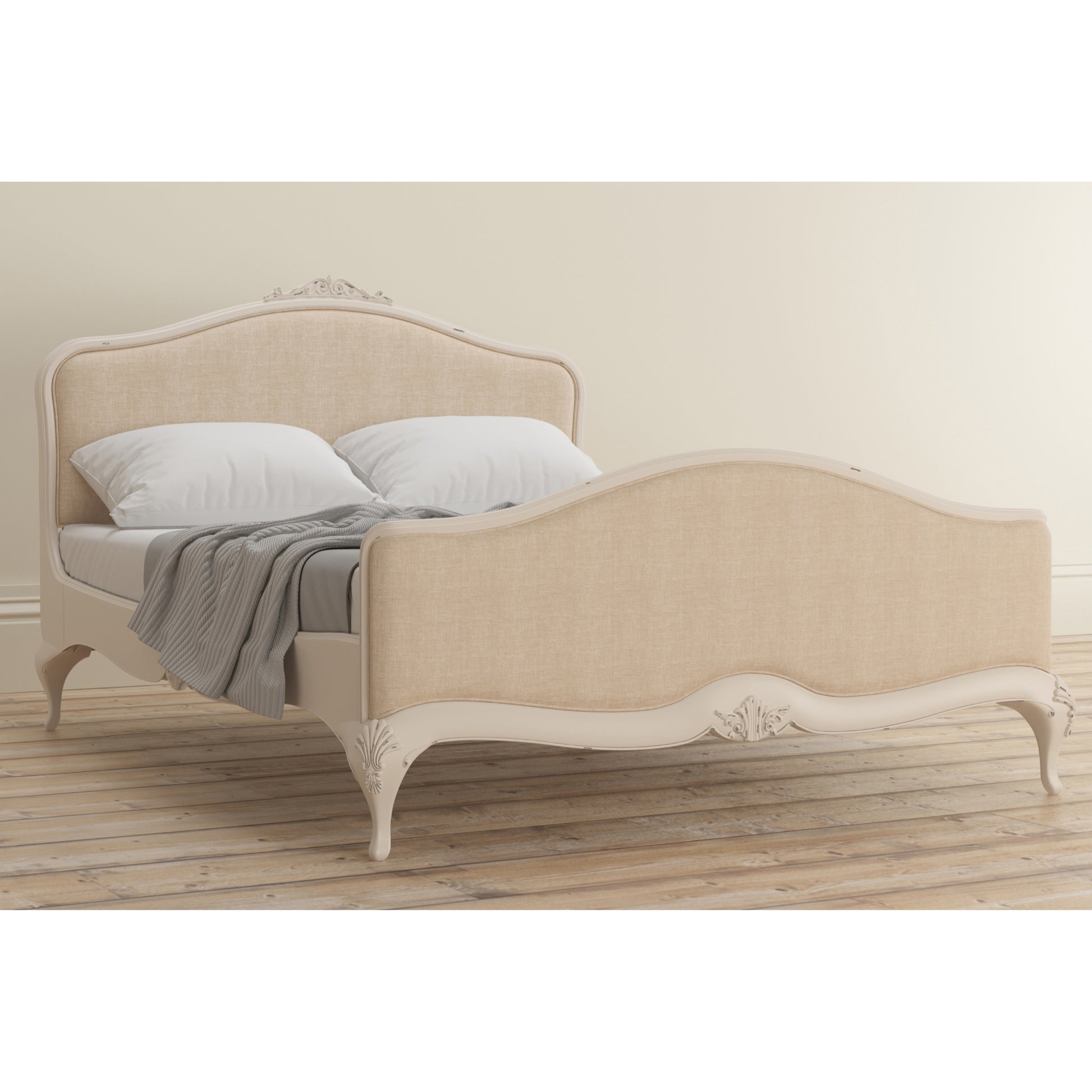 Willis & Gambier Ivory High End Upholstered Bed - Cream - Lifestyle Image Basic Angled View