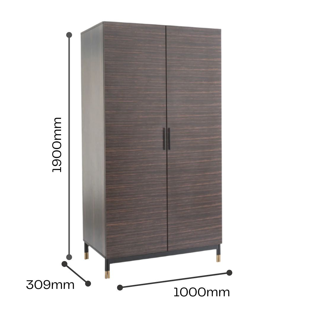 Twenty10 Designs Bali 2 Door Wardrobe - Ebony - Infographic