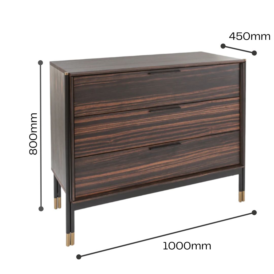 Twenty10 Designs Bali 3 Drawer Chest - Ebony - Infographic