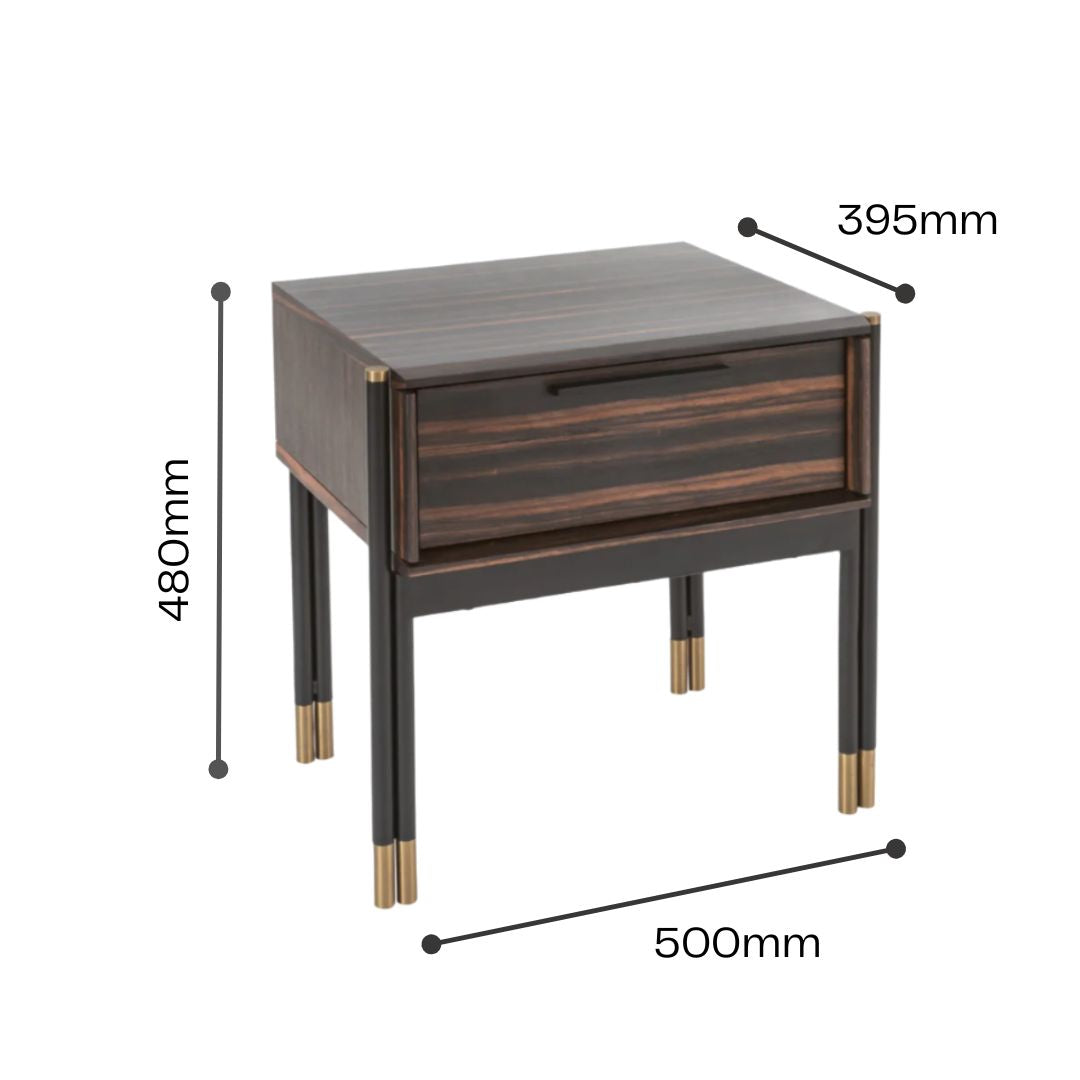 Twenty10 Designs Bali Single Drawer Bedside Table - Ebony - Infographic