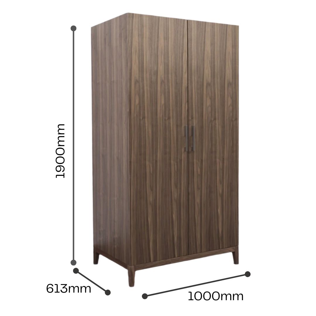 Twenty10 Designs Calla 2 Door Wardrobe - Walnut - Infographic