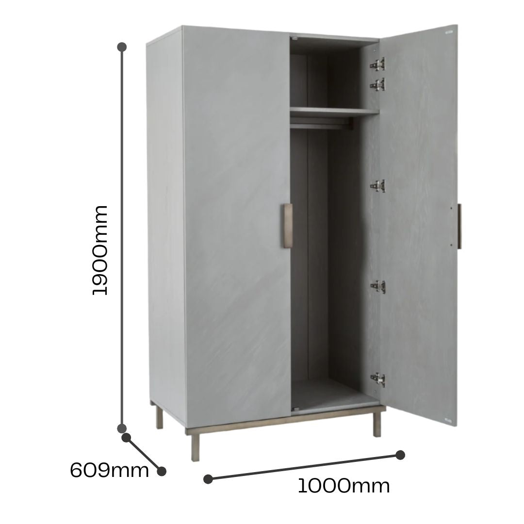 Twenty10 Designs Lilly 2 Door Wardrobe - Grey - Infographic