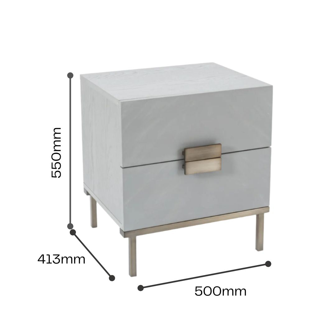 Twenty10 Designs Lilly 2 Drawer Bedside Table - Grey - Infographic