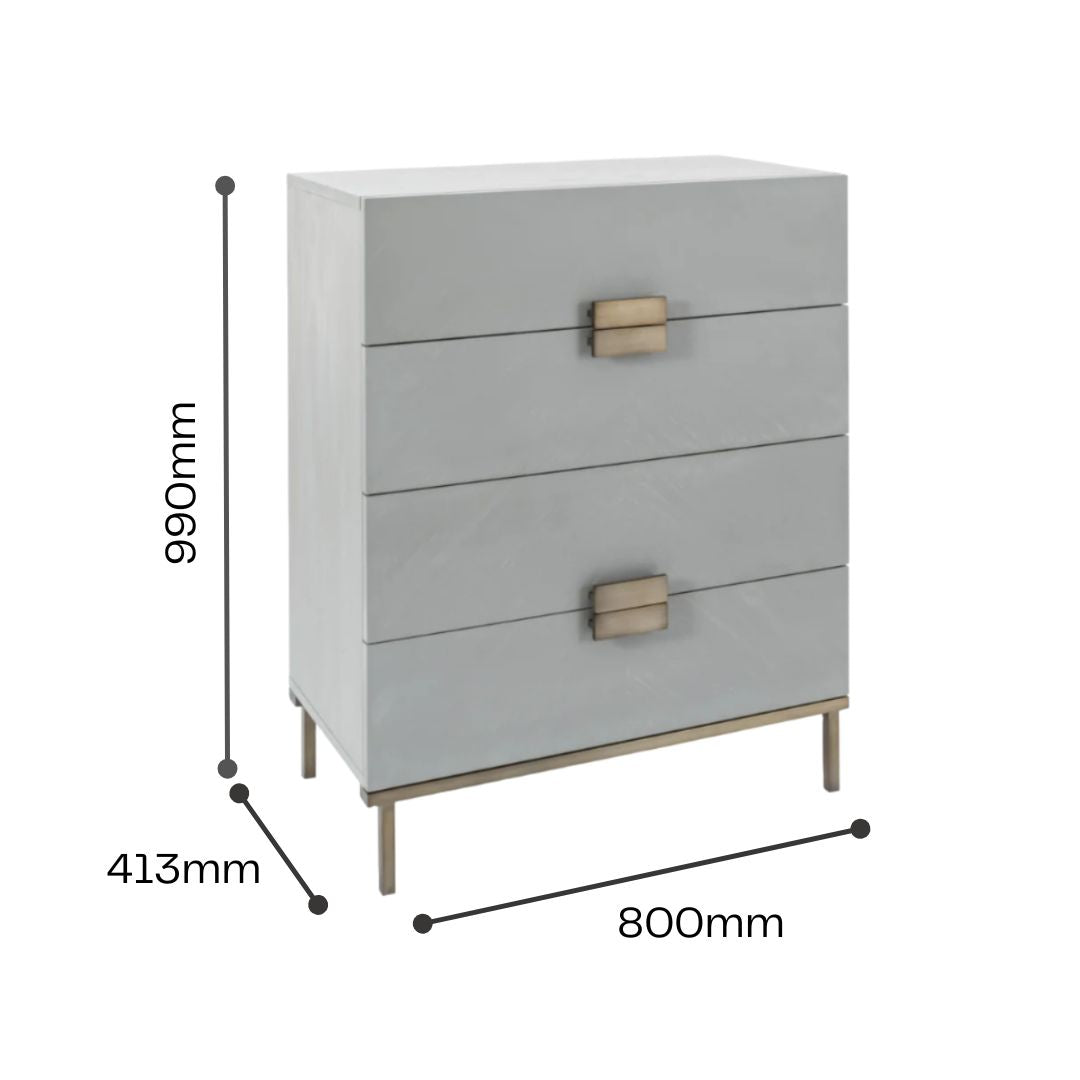Twenty10 Designs Lilly 4 Drawer Chest - Grey - Infographic