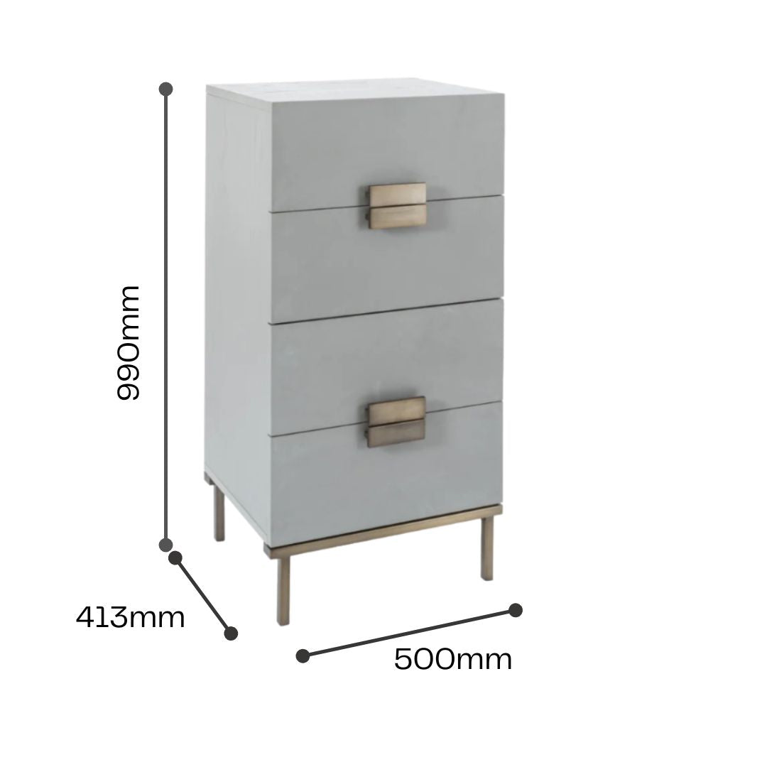 Twenty10 Designs Lilly 4 Drawer Narrow Tallboy Chest - Grey - Infographic