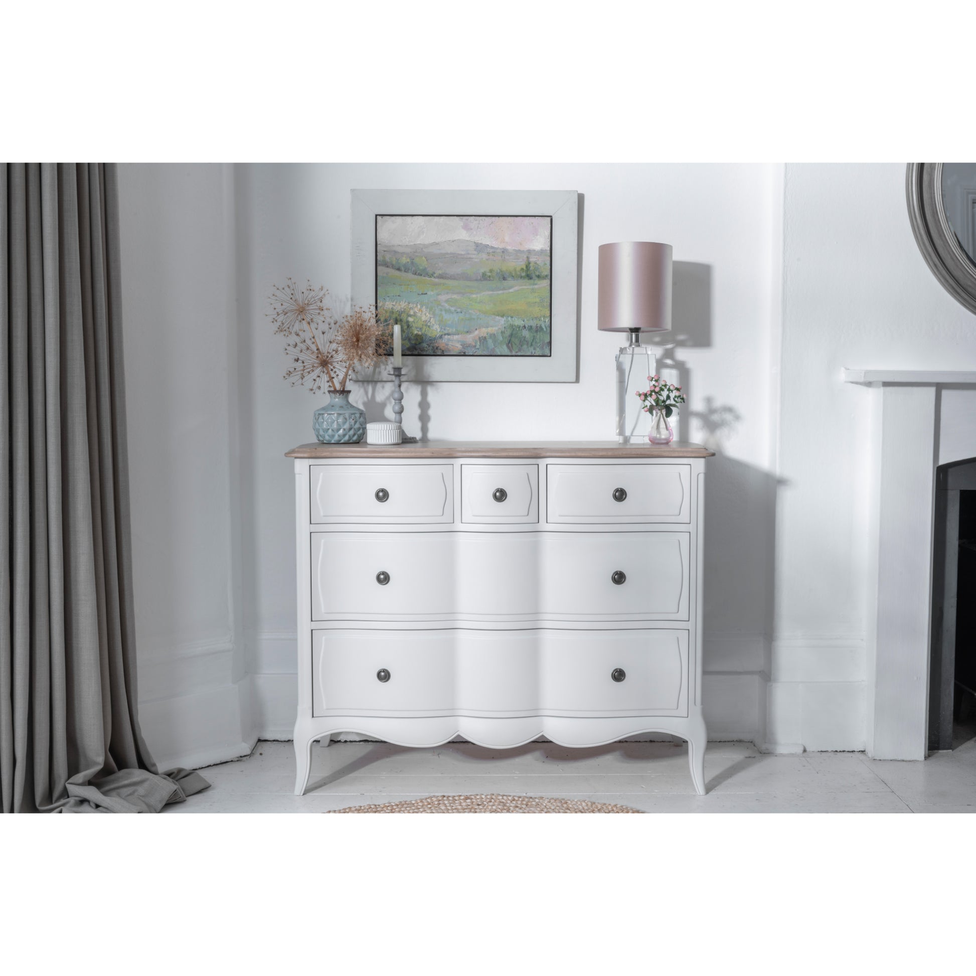 Willis & Gambier Amelie 5 Drawer Oak Chest - White - Lifestyle Image Landscape