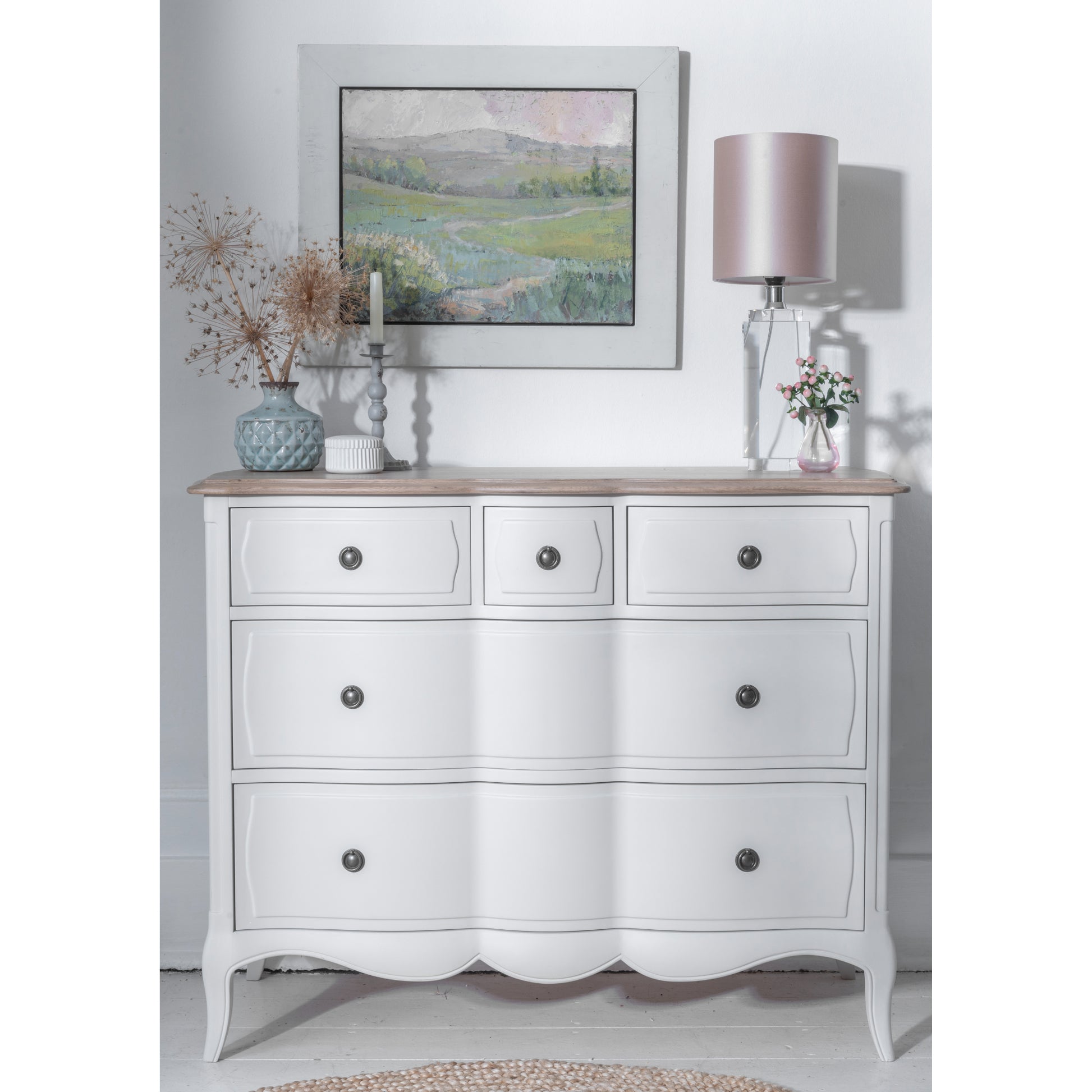 Willis & Gambier Amelie 5 Drawer Oak Chest - White - Lifestyle Image Portrait