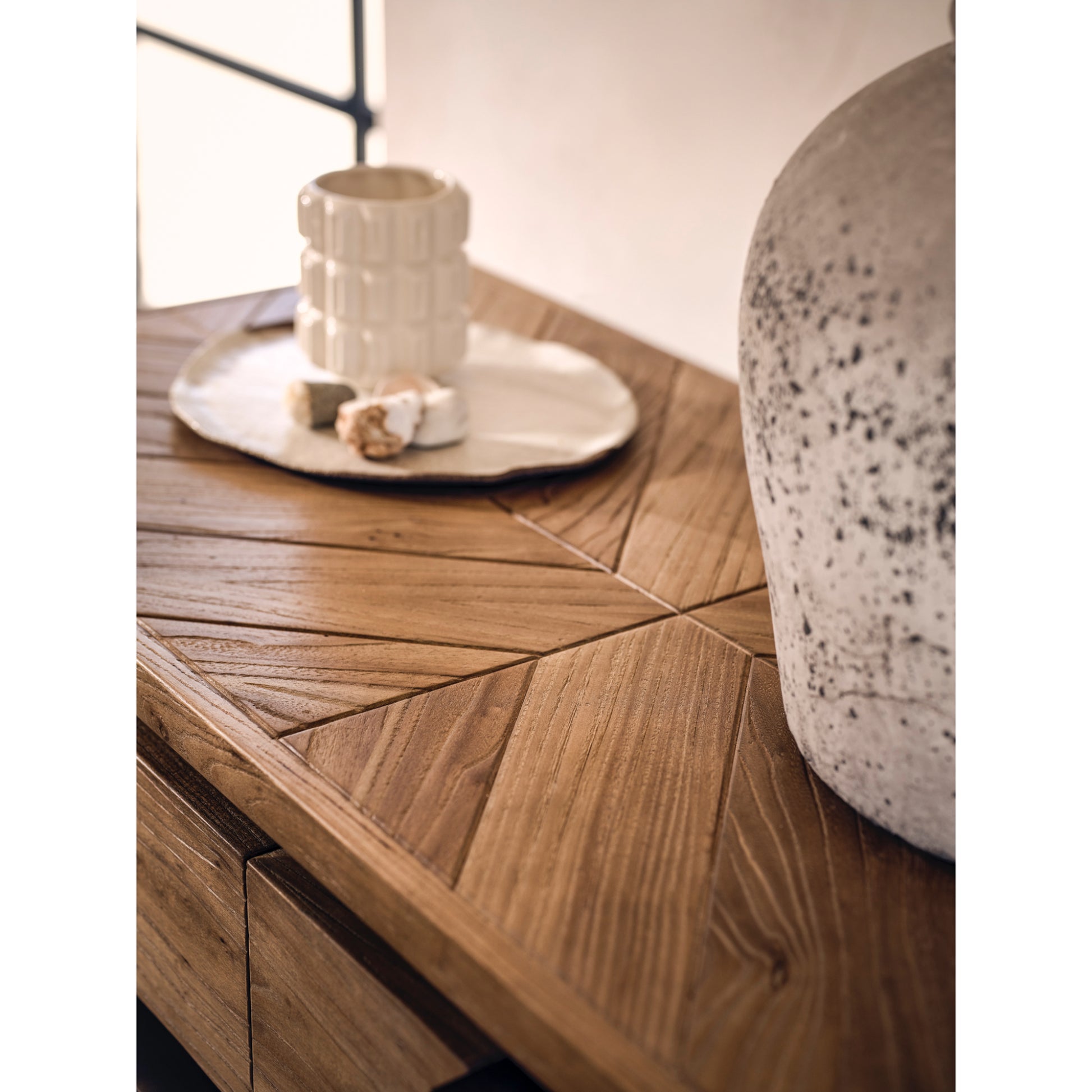 Willis & Gambier Sorrento Console Table - Elm - Lifestyle Image Top Focus View