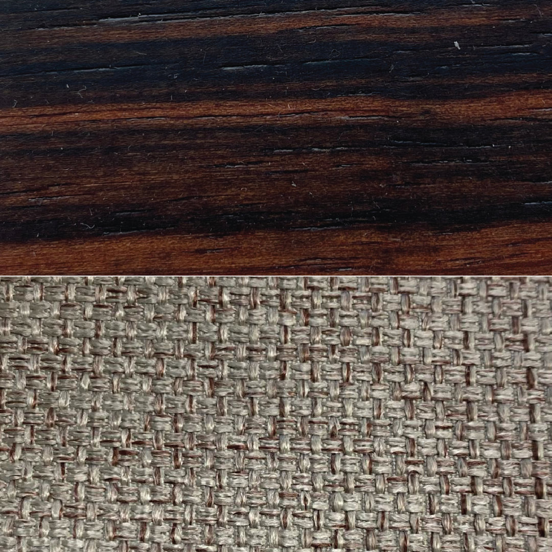 Twenty10 Designs Bali Double Bed - Ebony with Grey Fabric Headboard - Surface Finish & Fabric