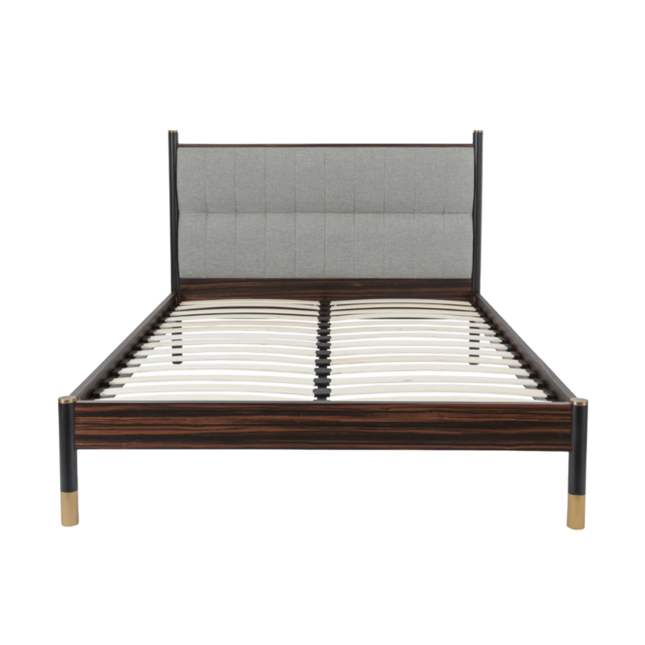 Twenty10 Designs Bali Double Bed - Ebony with Grey Fabric Headboard