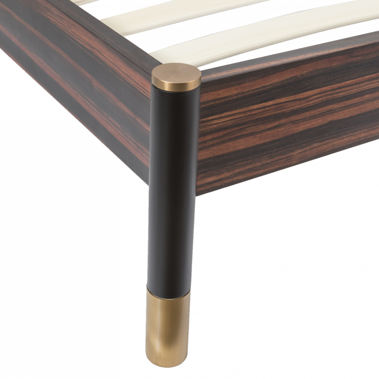 Twenty10 Designs Bali Double Bed - Ebony with Grey Fabric Headboard - Zoomed In Base