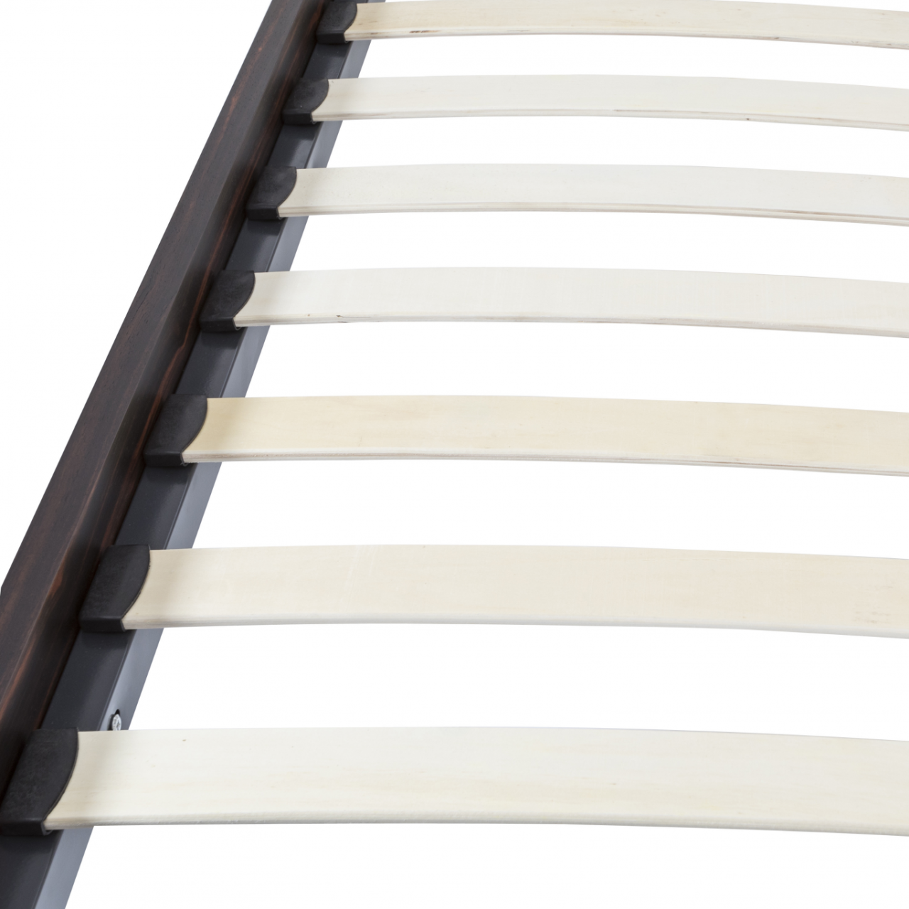 Twenty10 Designs Bali Double Bed - Ebony with Grey Fabric Headboard - Zoomed In Slats