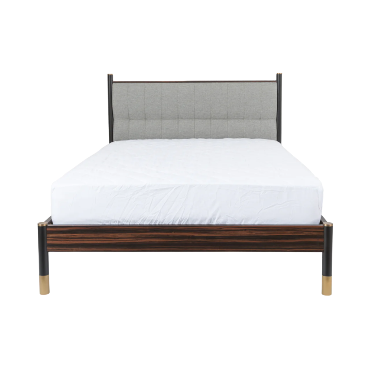 Twenty10 Designs Bali Double Bed - Ebony with Grey Fabric Headboard - With Mattress
