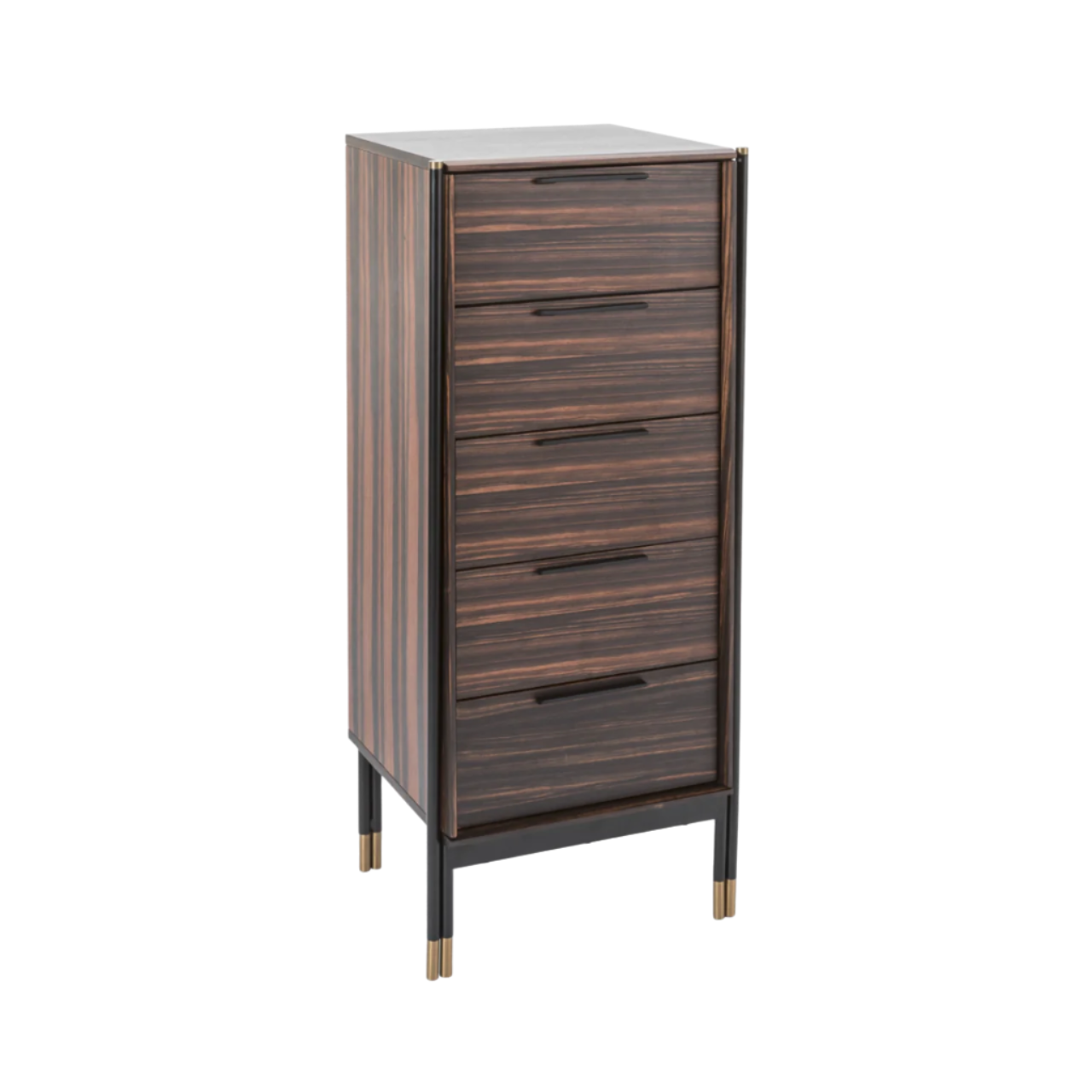 Twenty10 Designs Bali 5 Drawer Narrow Tallboy Chest - Ebony - Angle View