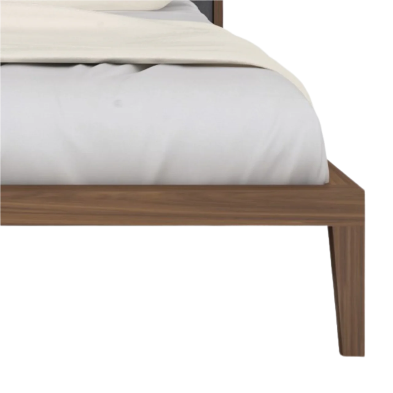 Twenty10 Designs Calla Double Bed - Walnut with Grey Fabric Headboard - Zoomed In Leg