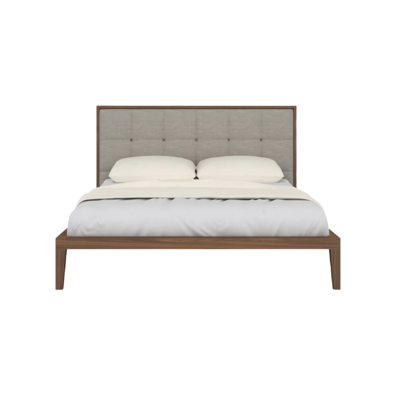 Twenty10 Designs Calla Double Bed - Walnut with Beige Fabric Headboard