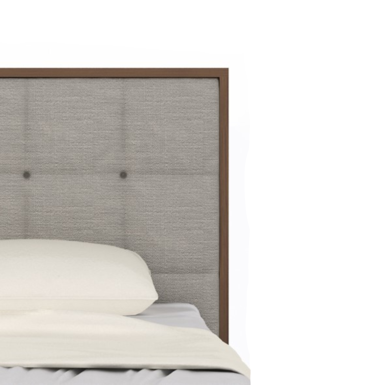 Twenty10 Designs Calla Double Bed - Walnut with Beige Fabric Headboard - Zoomed In Headboard