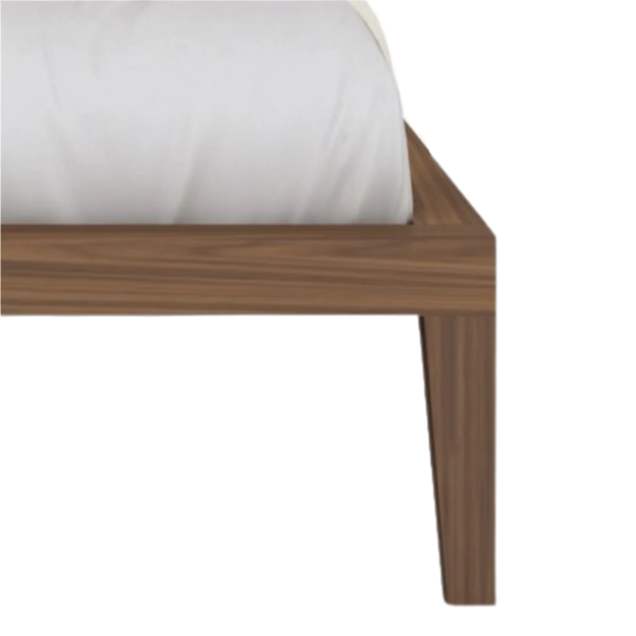 Twenty10 Designs Calla Double Bed - Walnut with Beige Fabric Headboard - Zoomed In Leg