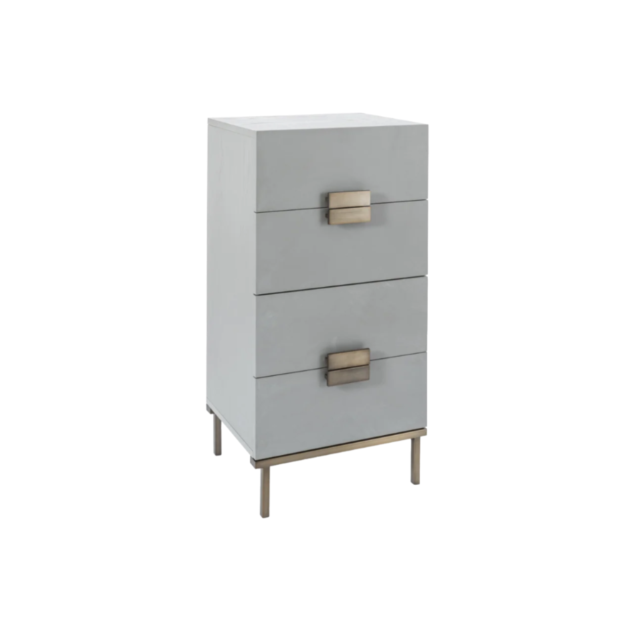 Twenty10 Designs Lilly 4 Drawer Narrow Tallboy Chest - Grey - Angle View