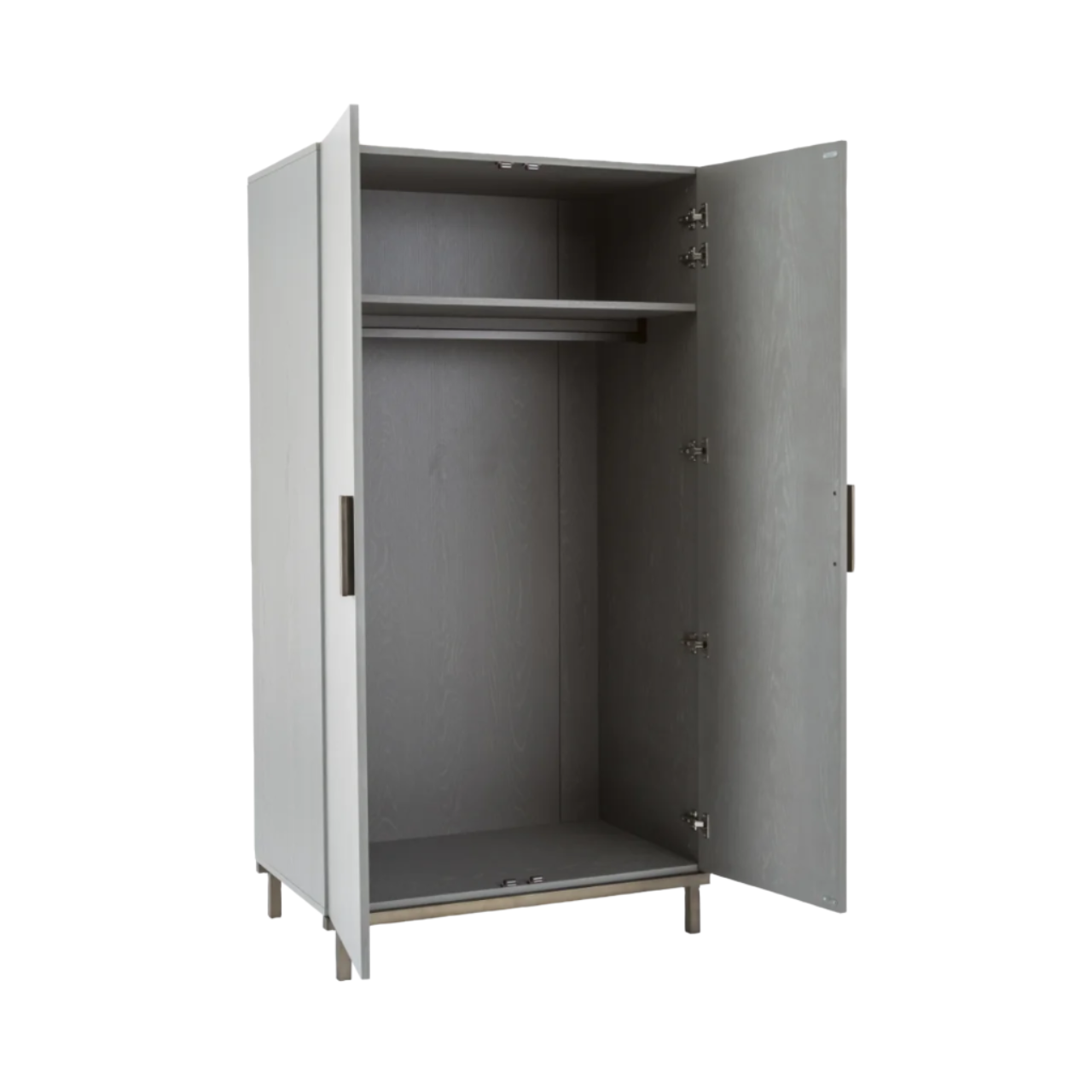 Twenty10 Designs Lilly 2 Door Wardrobe - Grey - Angle View Doors Open