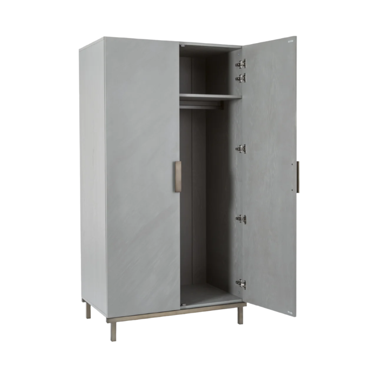Twenty10 Designs Lilly 2 Door Wardrobe - Grey - Angle View Right Door Open