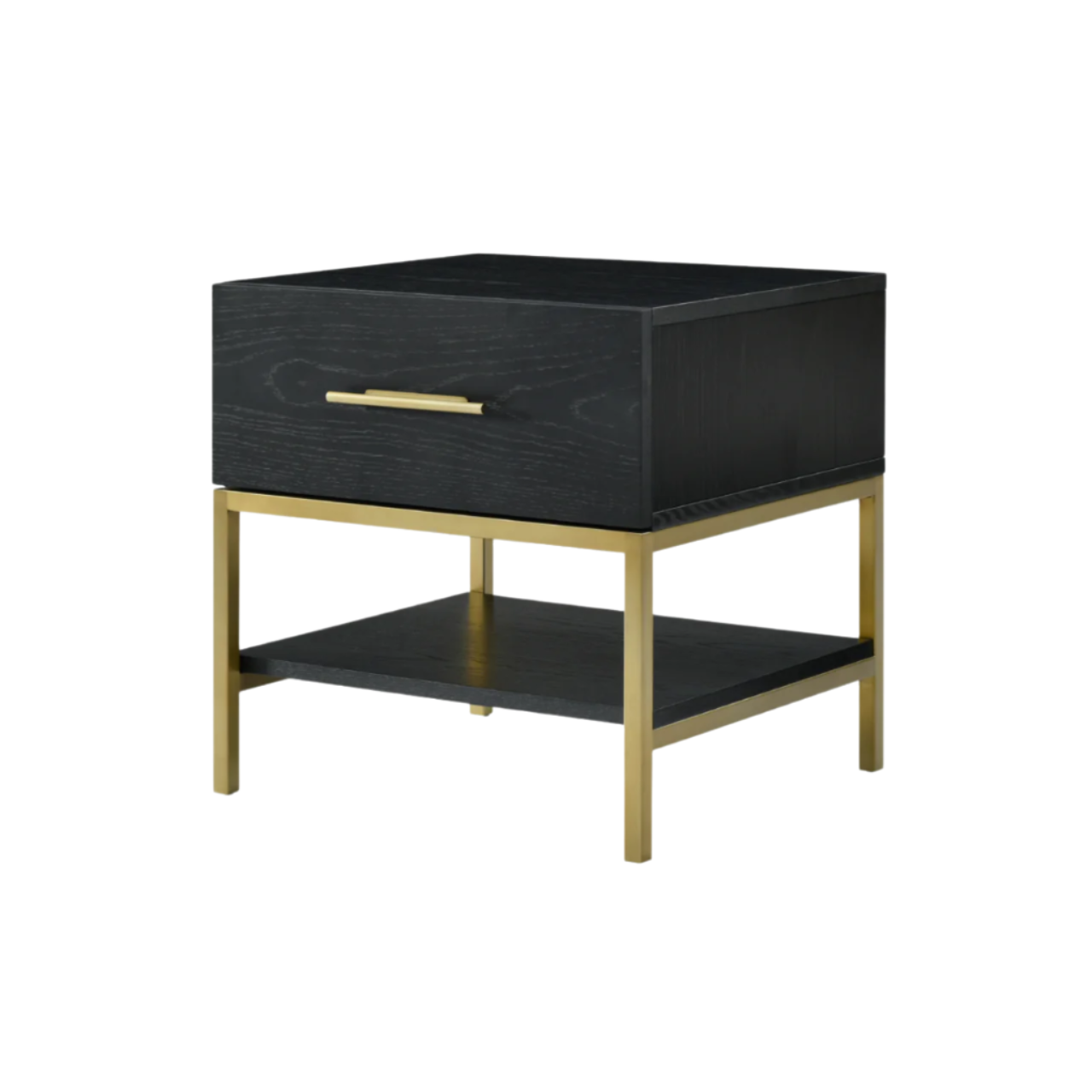 Twenty10 Designs Tulip Single Drawer Bedside Table - Black - Angle View