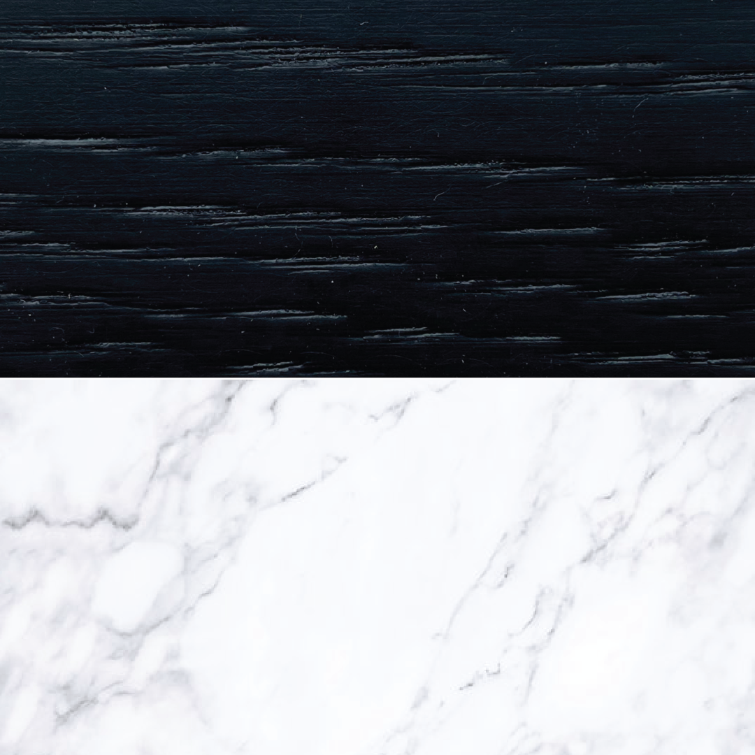 Twenty10 Designs Orchid 3 Drawer Chest - Black with Marbled White Top - Zoomed In Surface Finish & Marbled Top