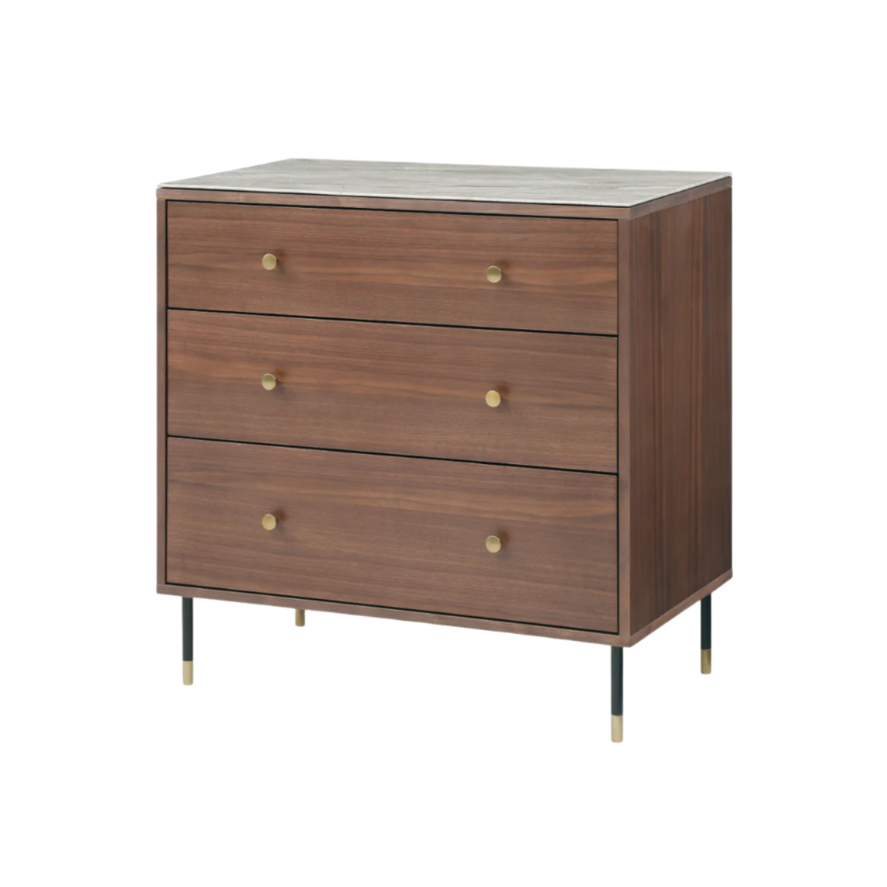 Twenty10 Designs Willow 3 Drawer Chest - Tobacco Walnut - Angle View
