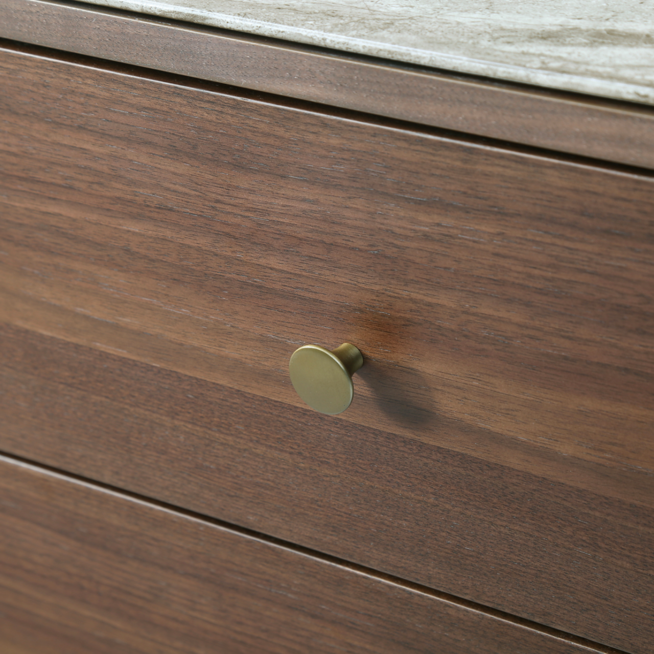 Twenty10 Designs Willow 3 Drawer Chest - Tobacco Walnut - Zoomed In Drawer Knob