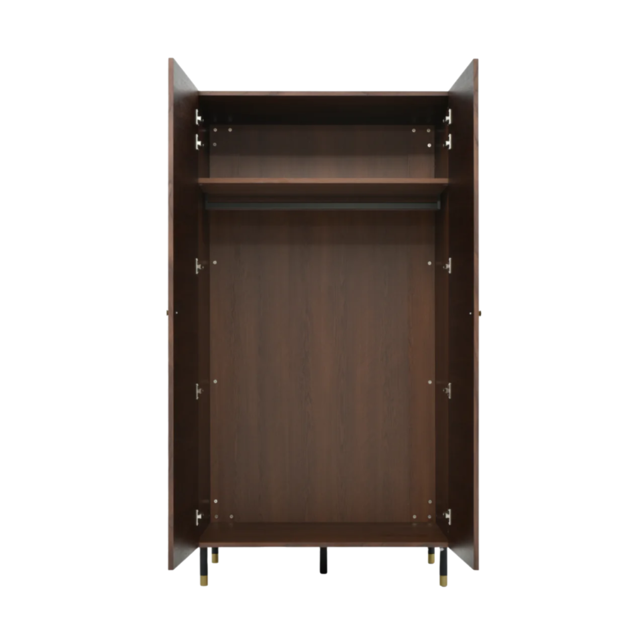 Twenty10 Designs Willow 2 Door Wardrobe - Tobacco Walnut - Doors Open