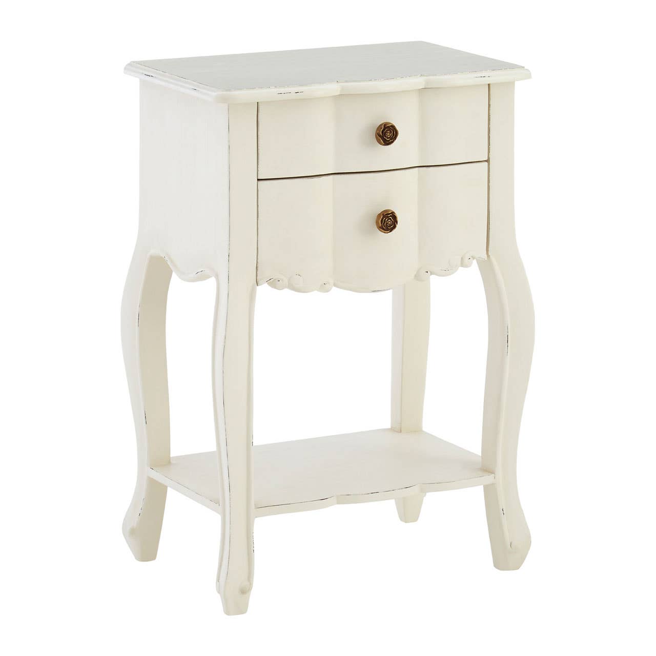 Nest Envy Versailles 2 Drawer Bedside Table - White - Angle View