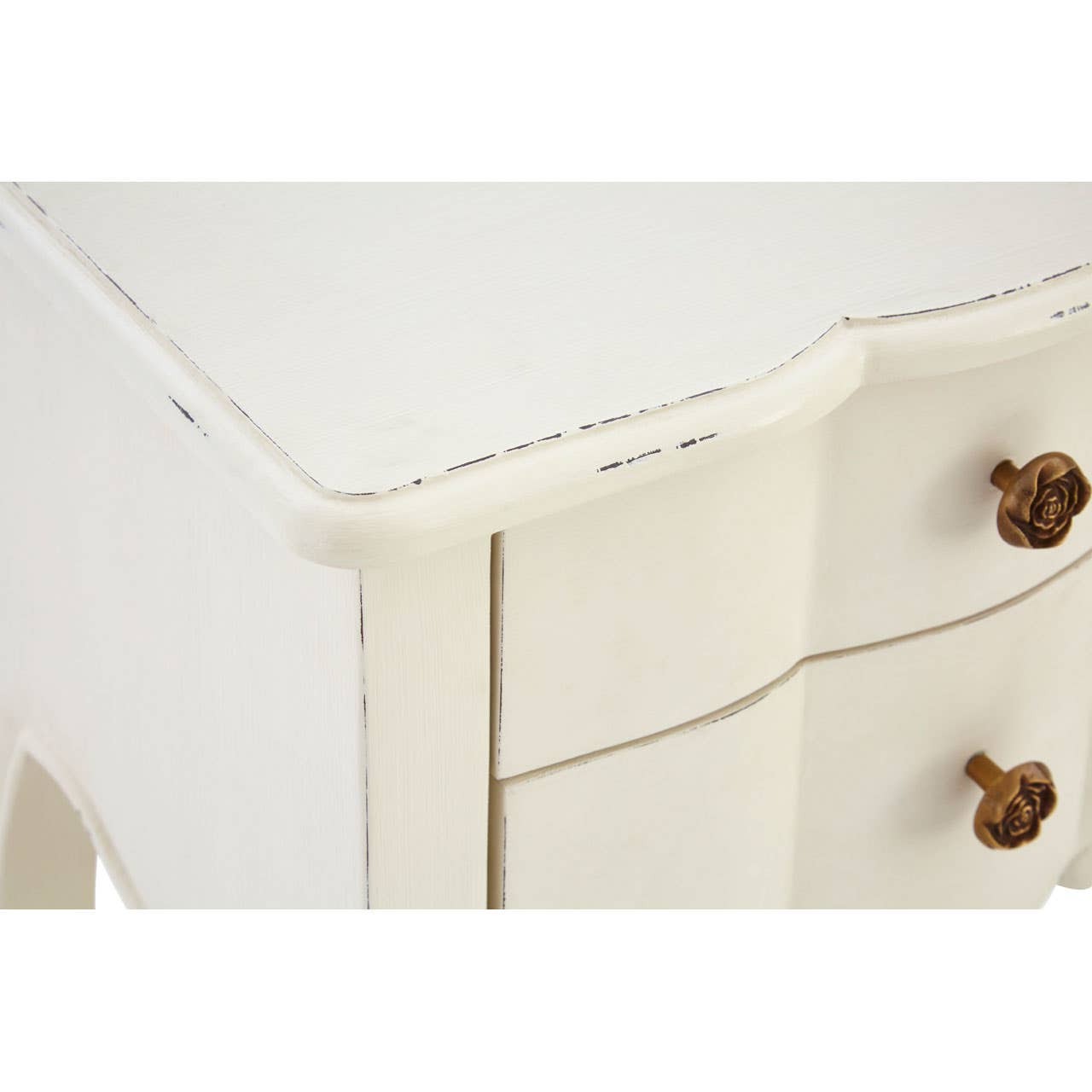 Nest Envy Versailles 2 Drawer Bedside Table - White - Zoomed In Top Left