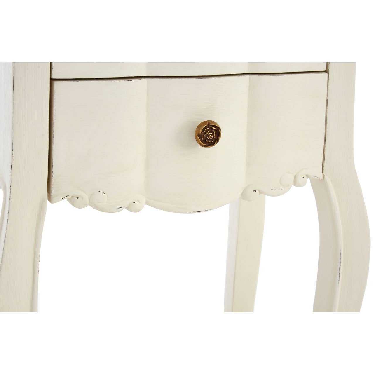 Nest Envy Versailles 2 Drawer Bedside Table - White - Zoomed In Bottom Drawer